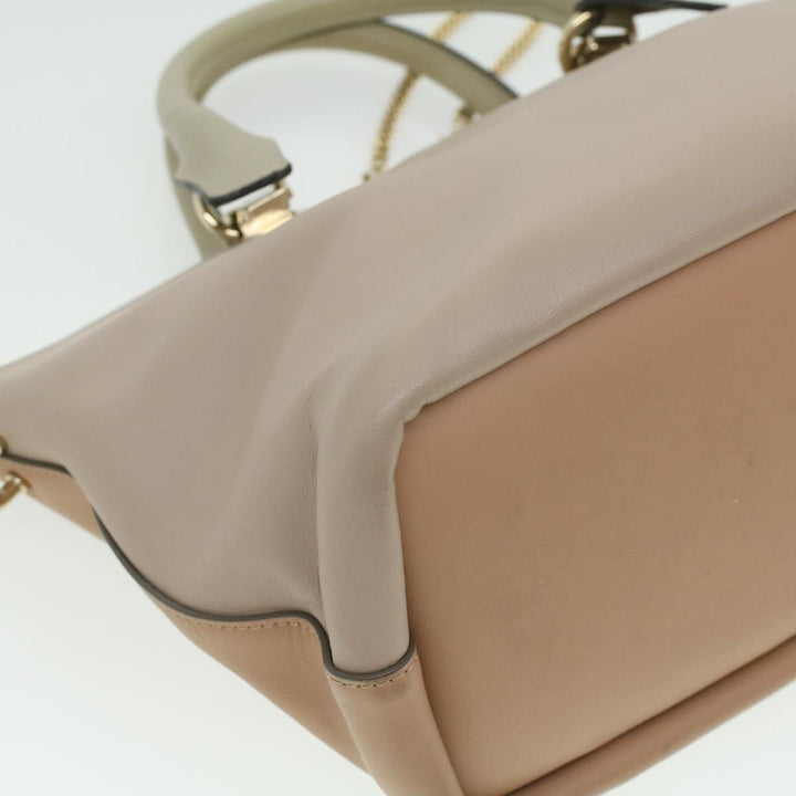 Chloe Bailey Hand Bag Leather 2way Beige Pink 35664