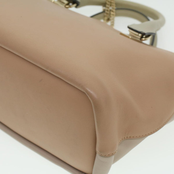 Chloe Bailey Hand Bag Leather 2way Beige Pink 35664