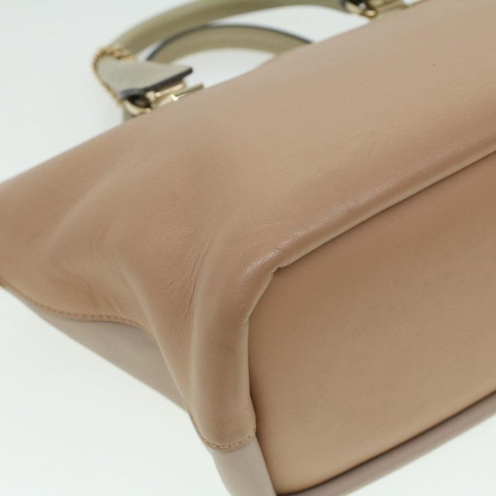 Chloe Bailey Hand Bag Leather 2way Beige Pink 35664