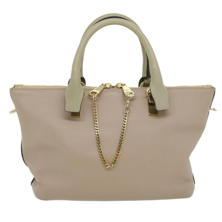 Chloe Bailey Hand Bag Leather 2way Beige Pink 35664