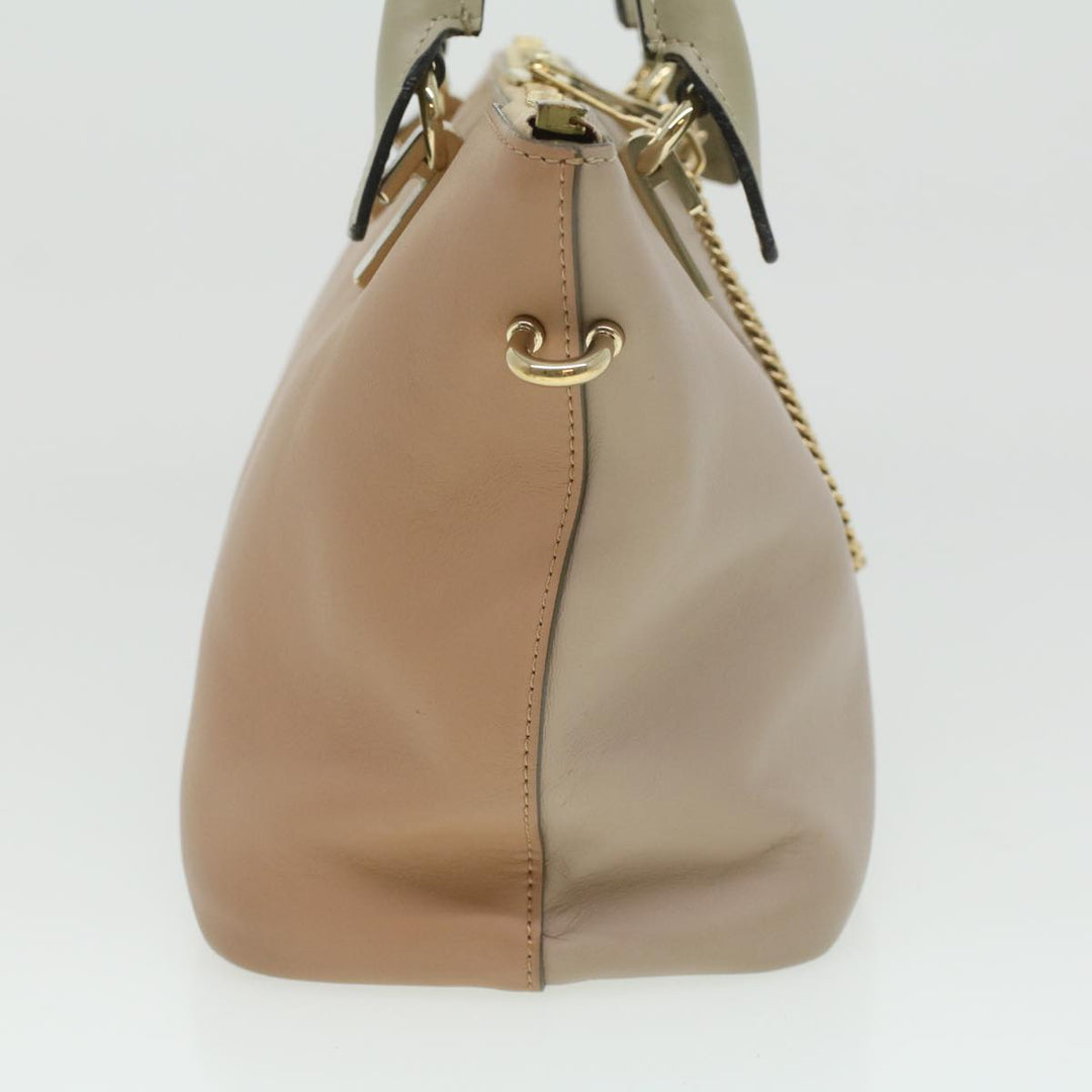 Chloe Bailey Hand Bag Leather 2way Beige Pink 35664