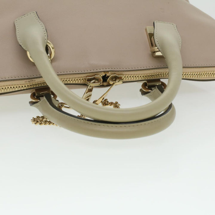 Chloe Bailey Hand Bag Leather 2way Beige Pink 35664