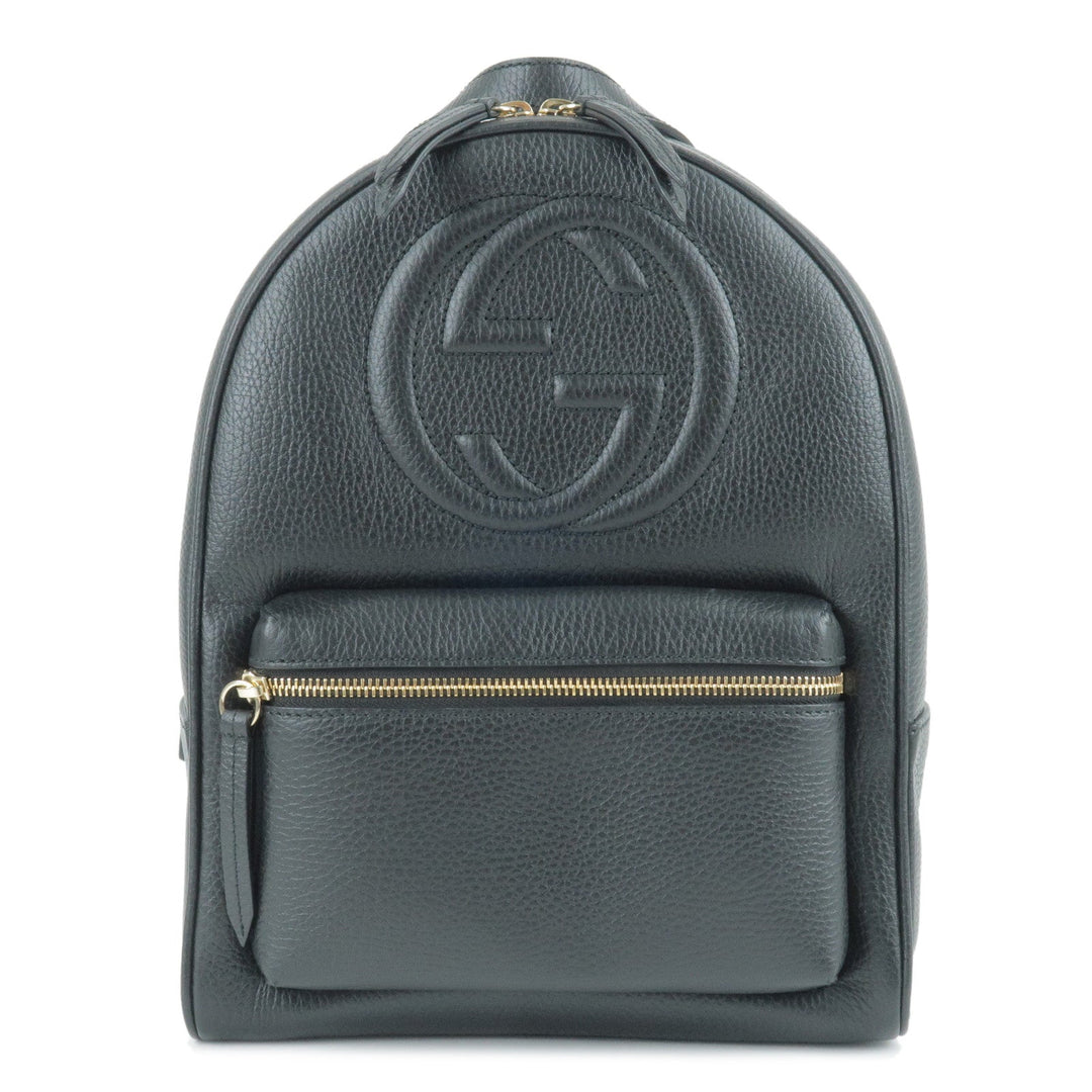 GUCCI SOHO Interlocking G Leather Back Pack Black 536192