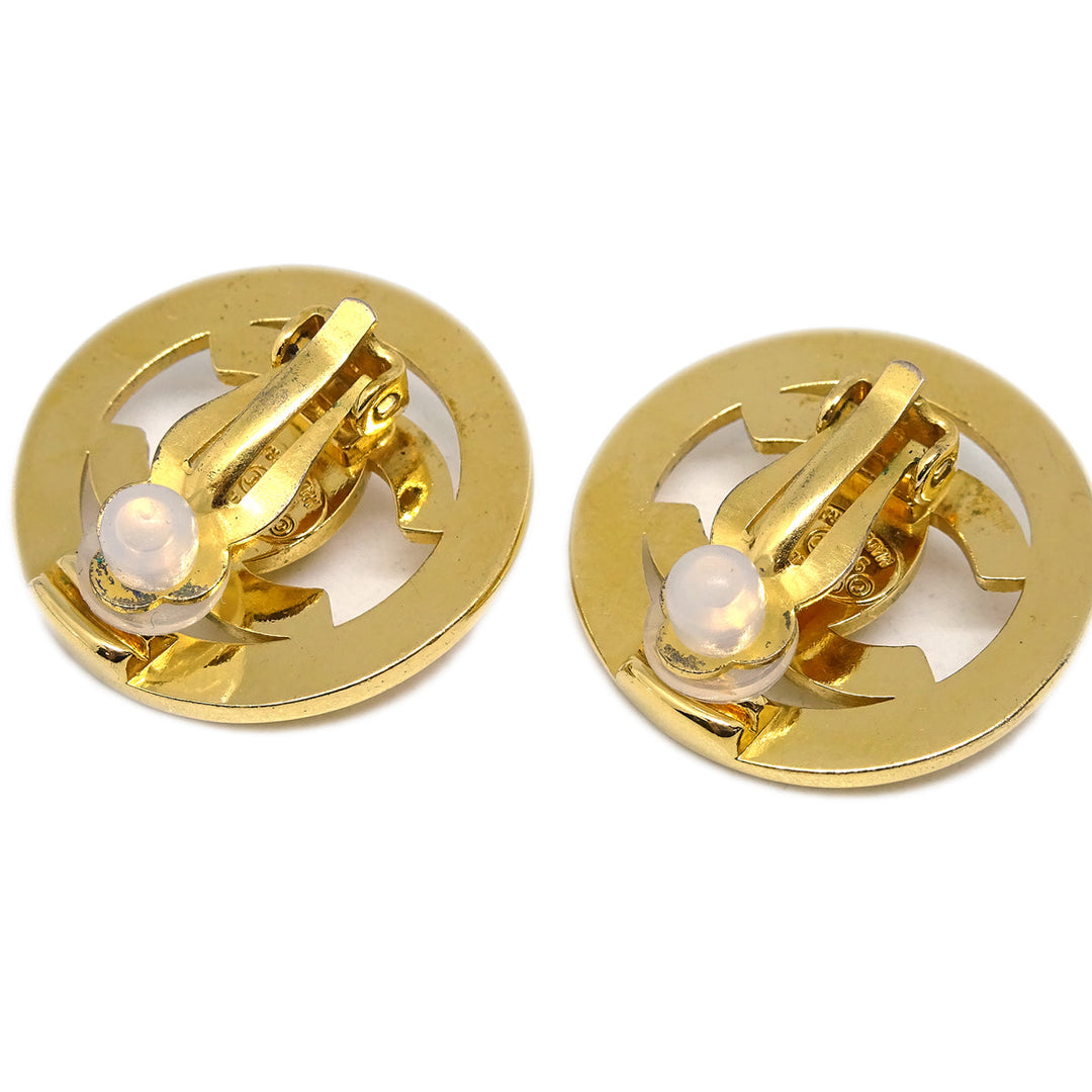 Top Quality Chanel Turnlock Button Earrings Gold Clip-On 97P