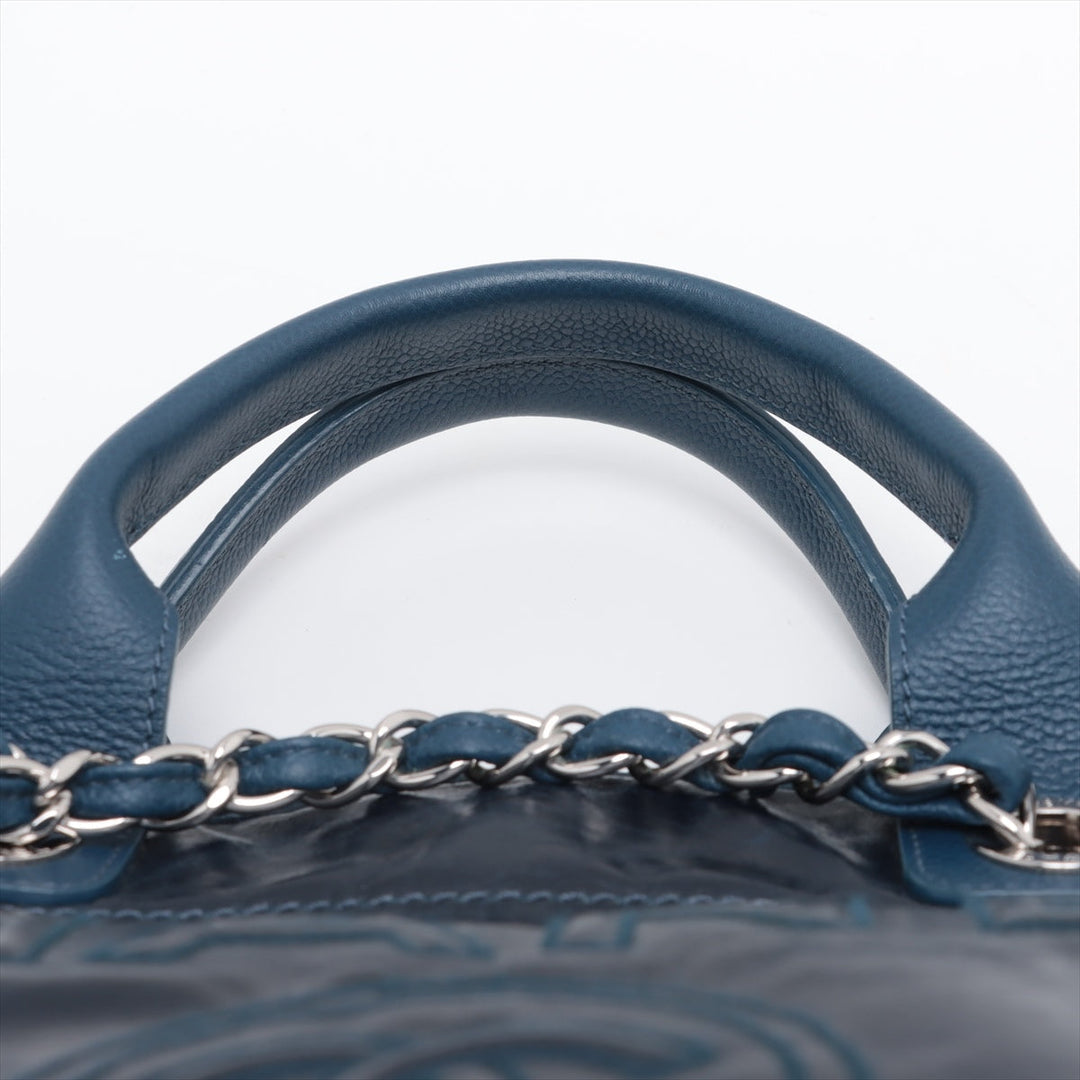 Top Quality Chanel Deauville GM Leather Chaintot Bag Blue Silver Gold