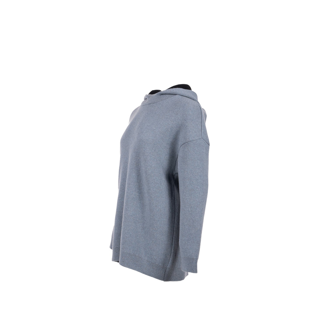 Top quality Dior Size 36 J'aTop quality Dior 8' Hooded Sweater with Rear Signature Cashmere Blue Grey/Black