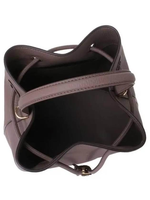 Burberry WoMen's Grainy Leather Small TB Bucket Bag Light Saddle Brown