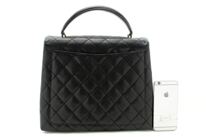 Chanel Caviar Handbag Top Handle Bag Kelly Black New Leather Gold