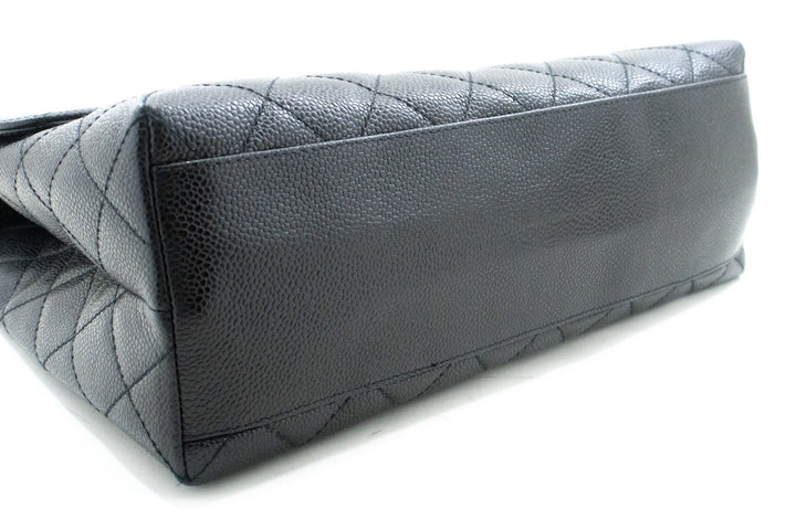 Chanel Caviar Handbag Top Handle Bag Kelly Black New Leather Gold