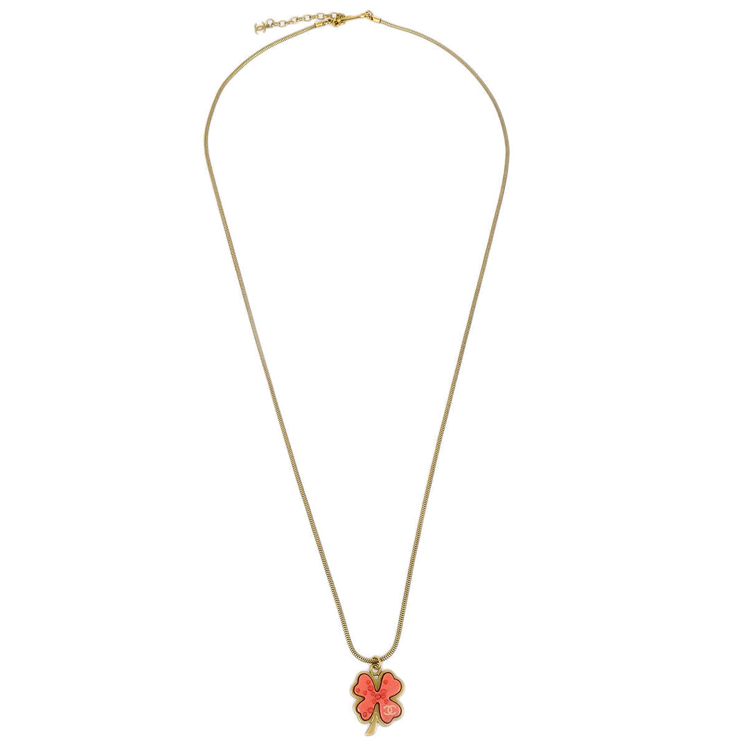 Top Quality Chanel Clover Pendant Necklace Gold 03P