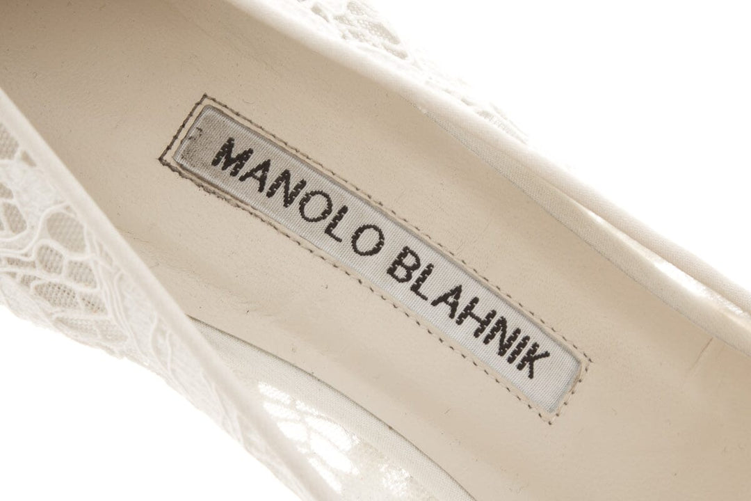 Manolo Blahnik White Lace Heel SZ 36