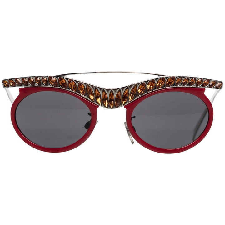 Prada Runway Red Cat-Eye Amber Crystal Sunglasses, 2012