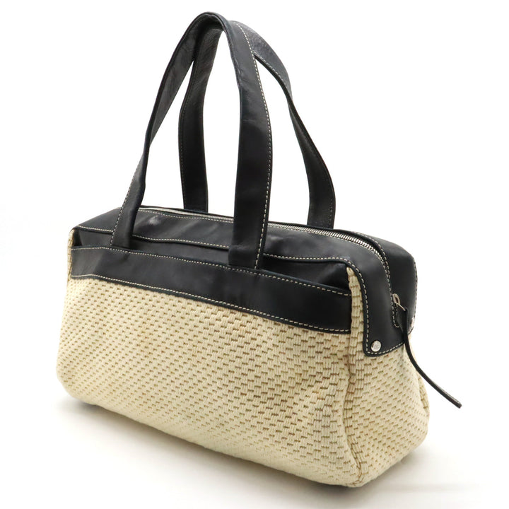Top Quality Chanel Logo Handbags Mini Boston Cotton Leather Natural Black Black Silver Gold  Blumin