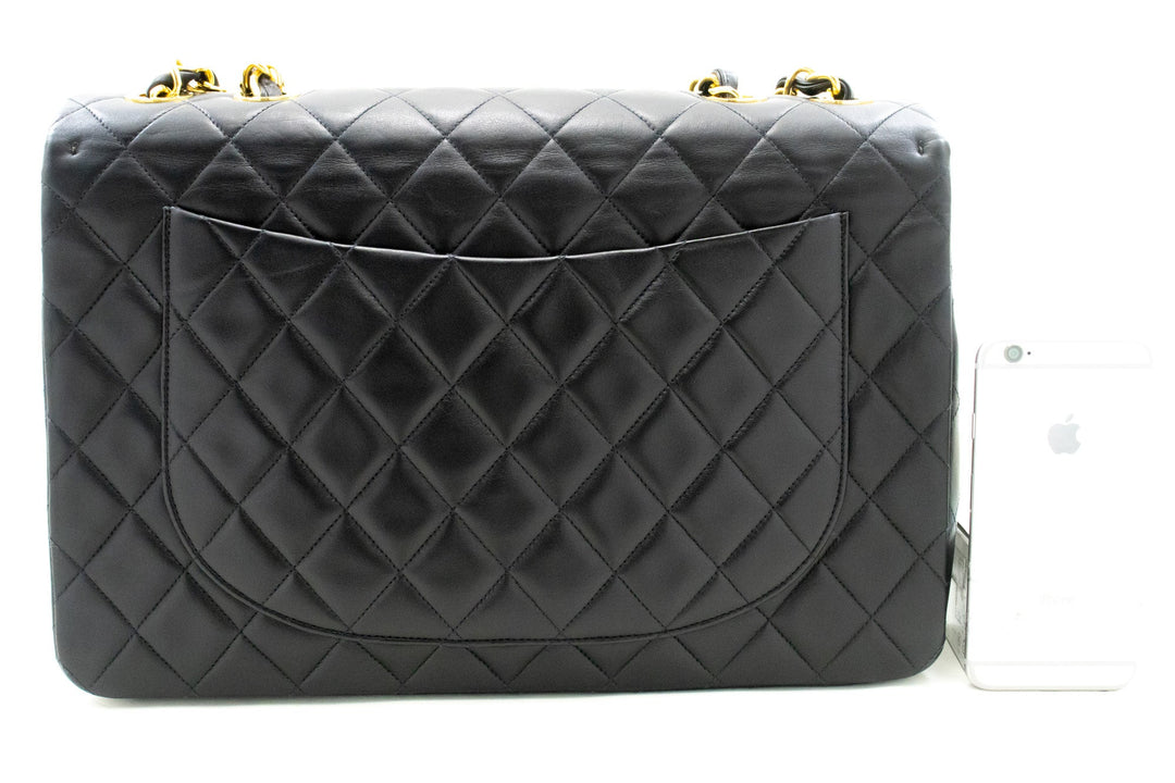 Top Quality Chanel Classic Large 13" New Chain Shoulder Bag Black Lambskin
