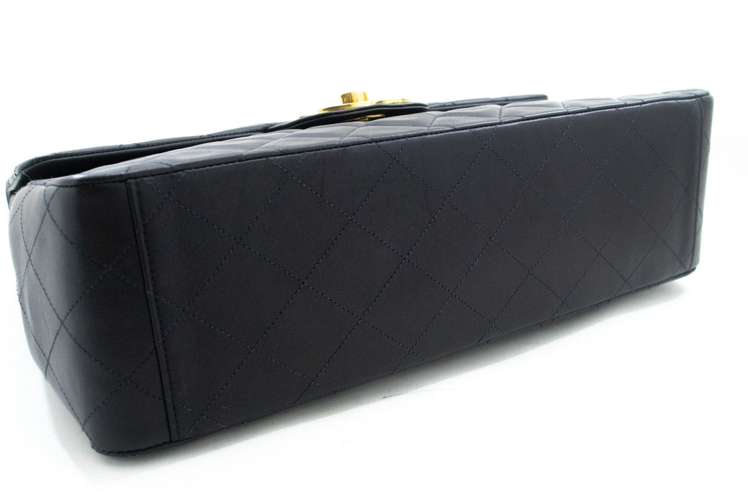 Top Quality Chanel Classic Large 13" New Chain Shoulder Bag Black Lambskin