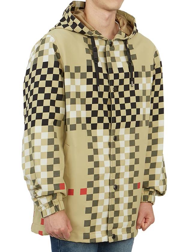 Burberry Men's Pixel Check Nylon Hooded Jacket Archive Beige
