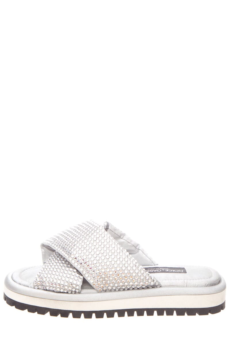 Dolce & Gabbana Silver Criss-Cross Crystallized Sandals SZ 38