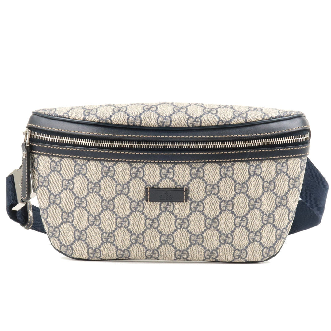 GUCCI GG Supreme Leather Waist Bag Crossbody Bag Navy Beige 233269