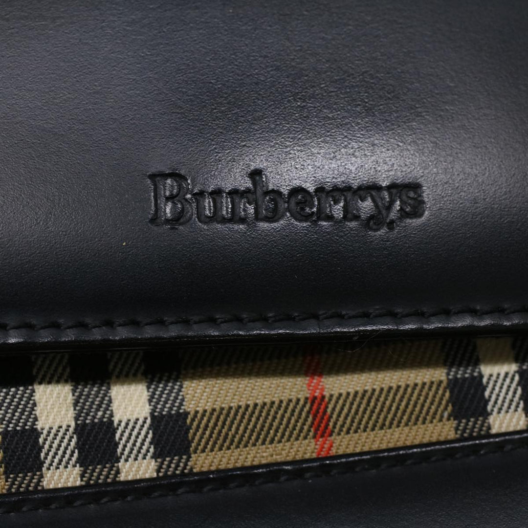 BURBERRYSs Shoulder Bag Leather Black Auth 36689
