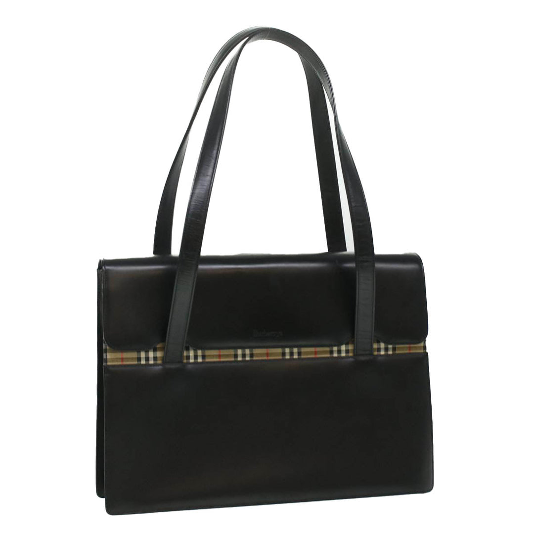 BURBERRYSs Shoulder Bag Leather Black Auth 36689