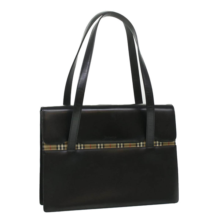 BURBERRYSs Shoulder Bag Leather Black Auth 36689