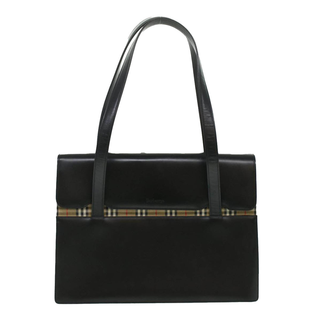 BURBERRYSs Shoulder Bag Leather Black Auth 36689