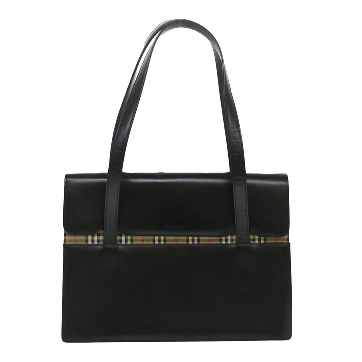 BURBERRYSs Shoulder Bag Leather Black Auth 36689