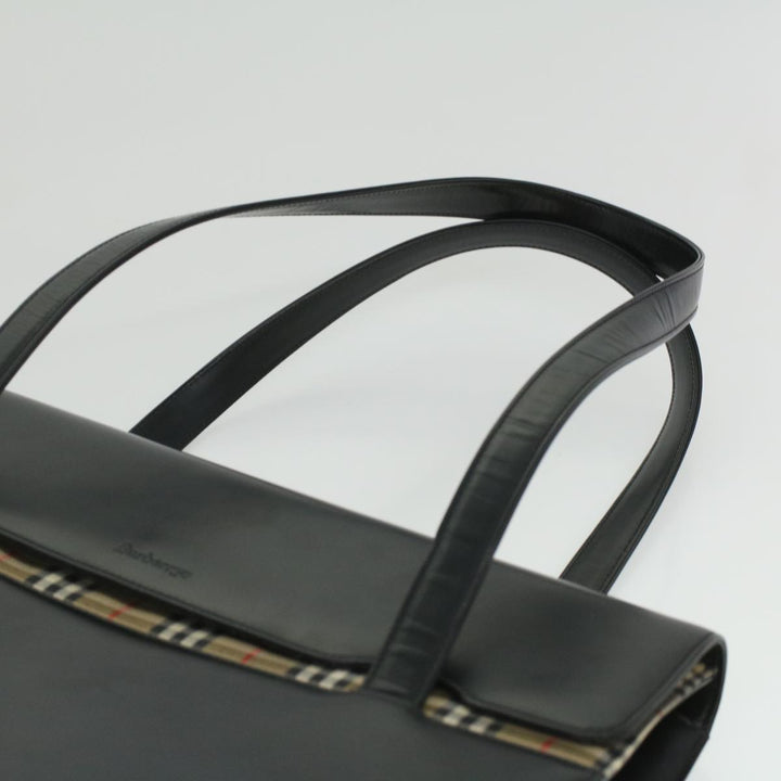 BURBERRYSs Shoulder Bag Leather Black Auth 36689