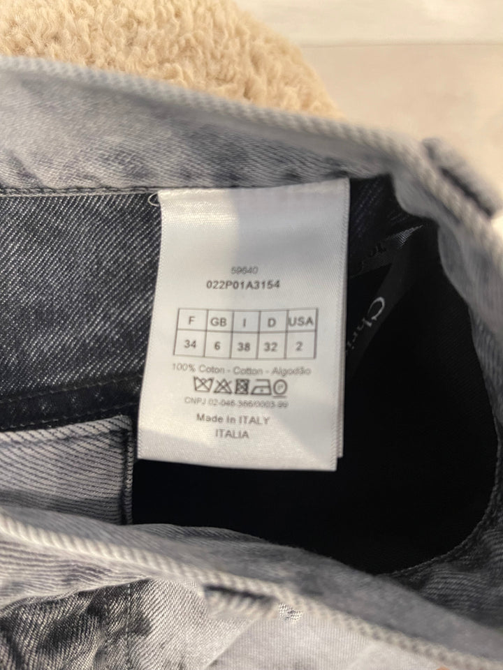 Christian Top quality Dior 01 Grey and Black Straight Leg Tie-Dye Jeans Size FR 34 (UK 6)