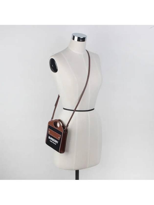 Burberry Micro Two-tone Canvas and Leather Tote Bag Black