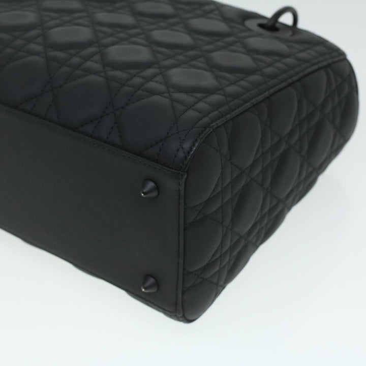CHRISTIAN Top quality Dior Canage Lady Top quality Dior Hand Bag Calfskin Black M0566SLOI Auth 36776A