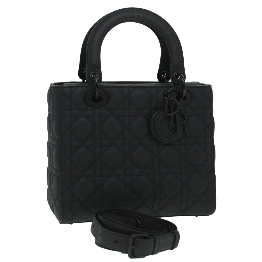 CHRISTIAN Top quality Dior Canage Lady Top quality Dior Hand Bag Calfskin Black M0566SLOI Auth 36776A