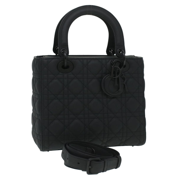 CHRISTIAN Top quality Dior Canage Lady Top quality Dior Hand Bag Calfskin Black M0566SLOI Auth 36776A