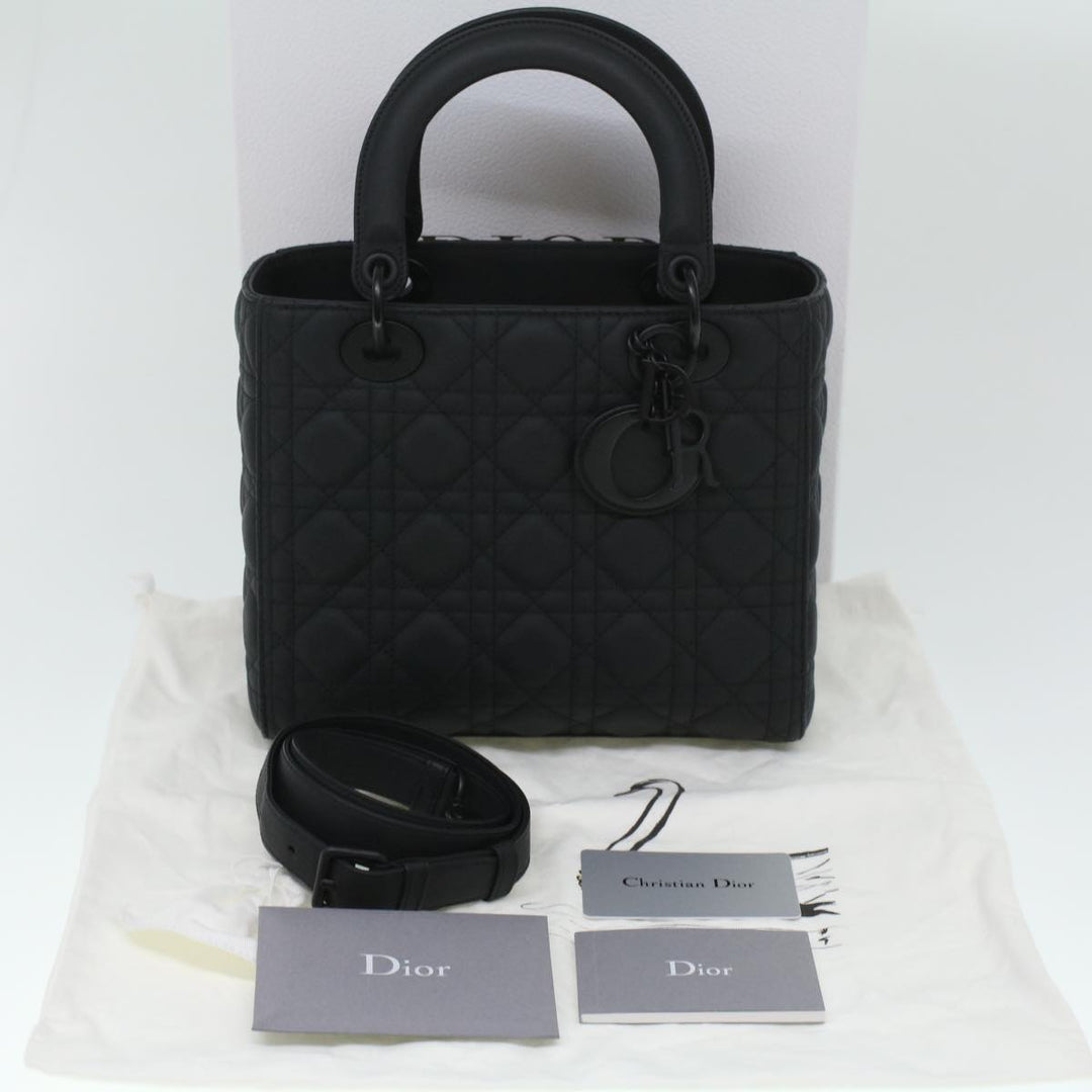 CHRISTIAN Top quality Dior Canage Lady Top quality Dior Hand Bag Calfskin Black M0566SLOI Auth 36776A