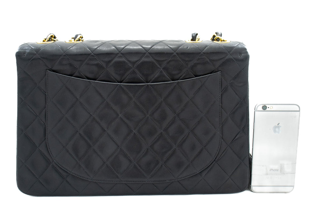 Top Quality Chanel Classic Large 13" New Chain Shoulder Bag Black Lambskin