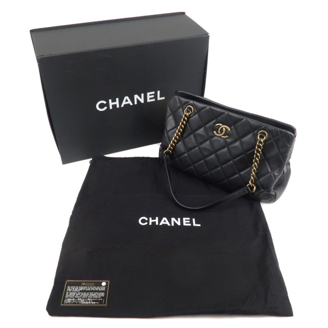 Top Quality Chanel Matelasse Lamb Skin Chain Shoulder Bag Black Bags Glimer Gold