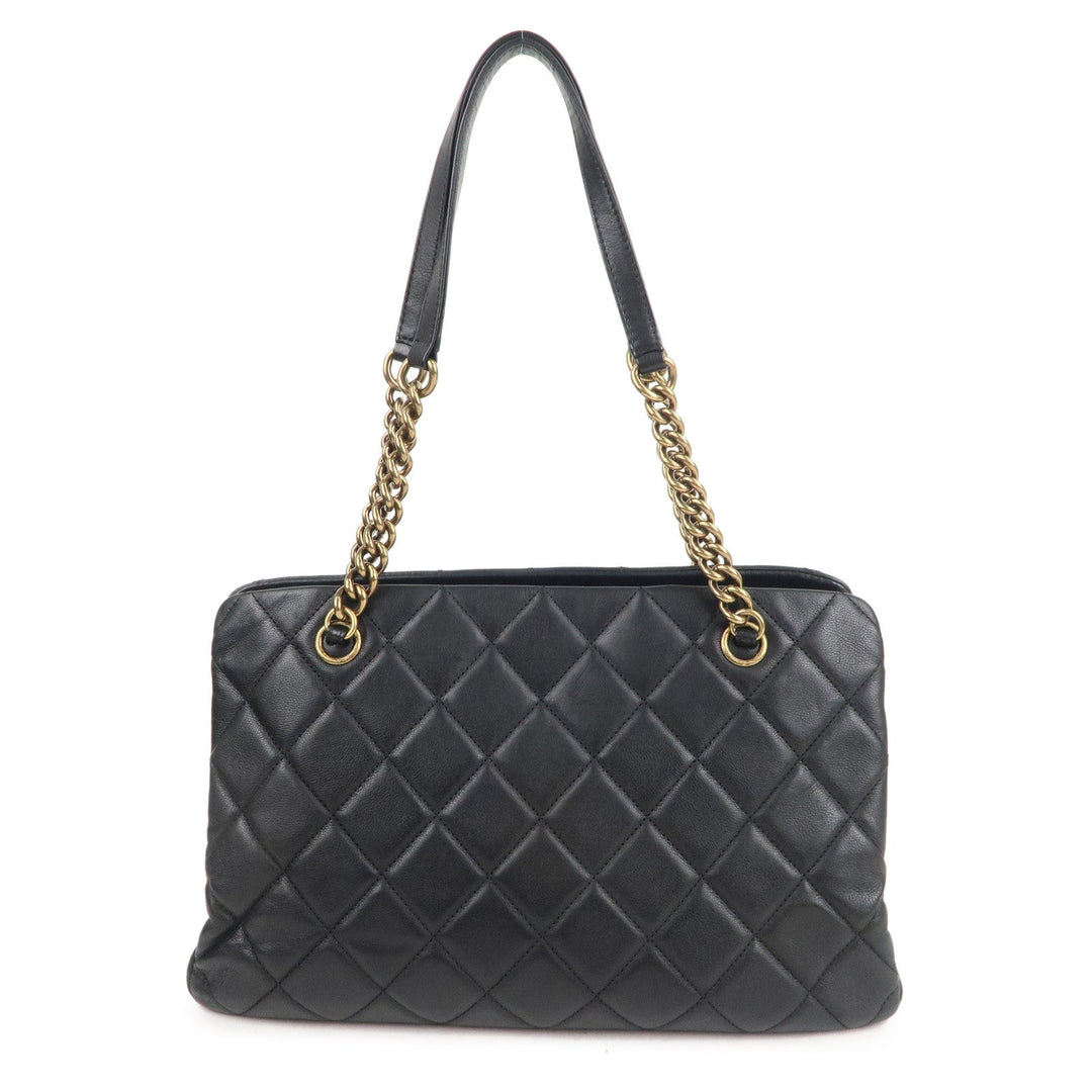 Top Quality Chanel Matelasse Lamb Skin Chain Shoulder Bag Black Bags Glimer Gold