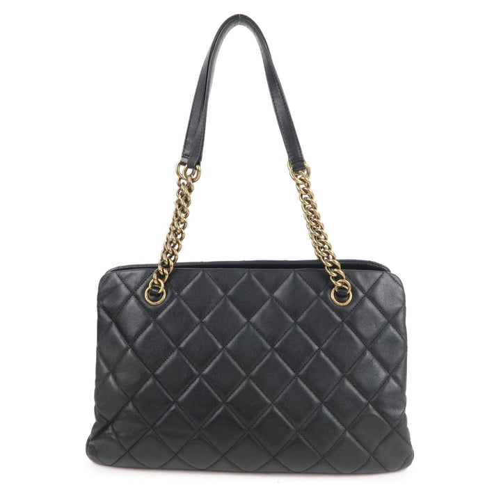 Top Quality Chanel Matelasse Lamb Skin Chain Shoulder Bag Black Bags Glimer Gold