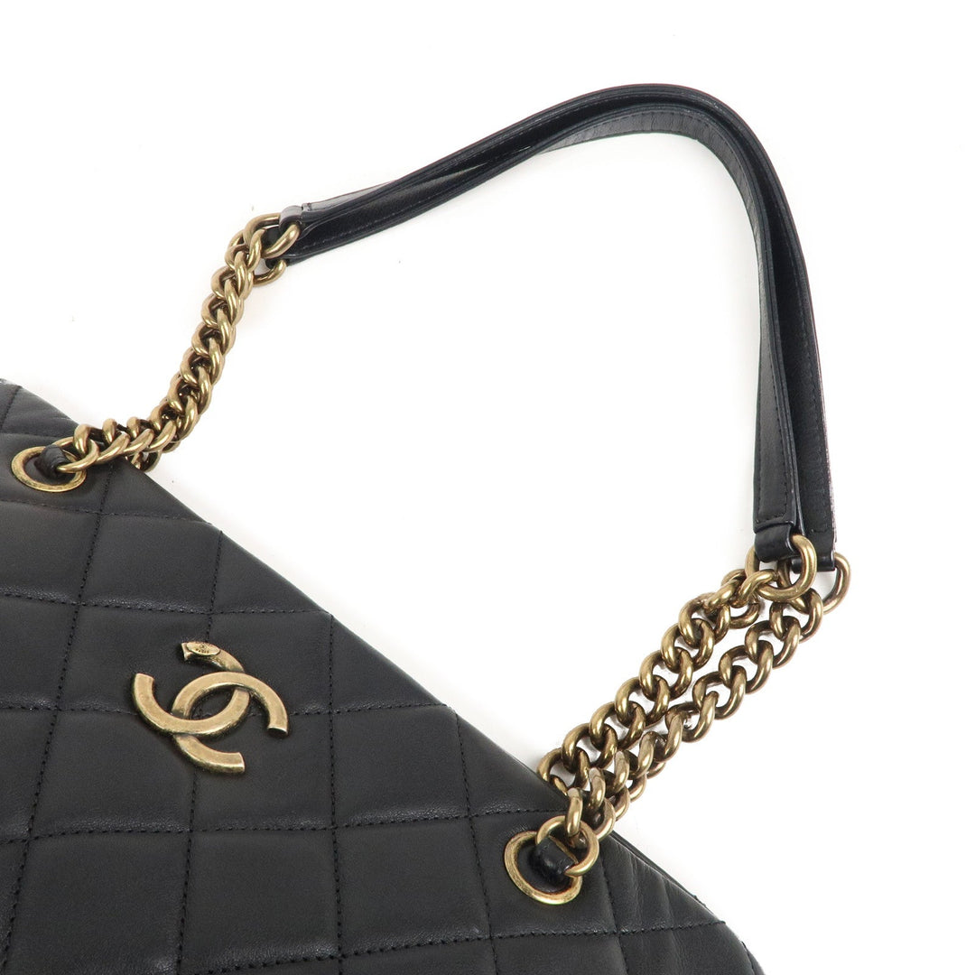 Top Quality Chanel Matelasse Lamb Skin Chain Shoulder Bag Black Bags Glimer Gold
