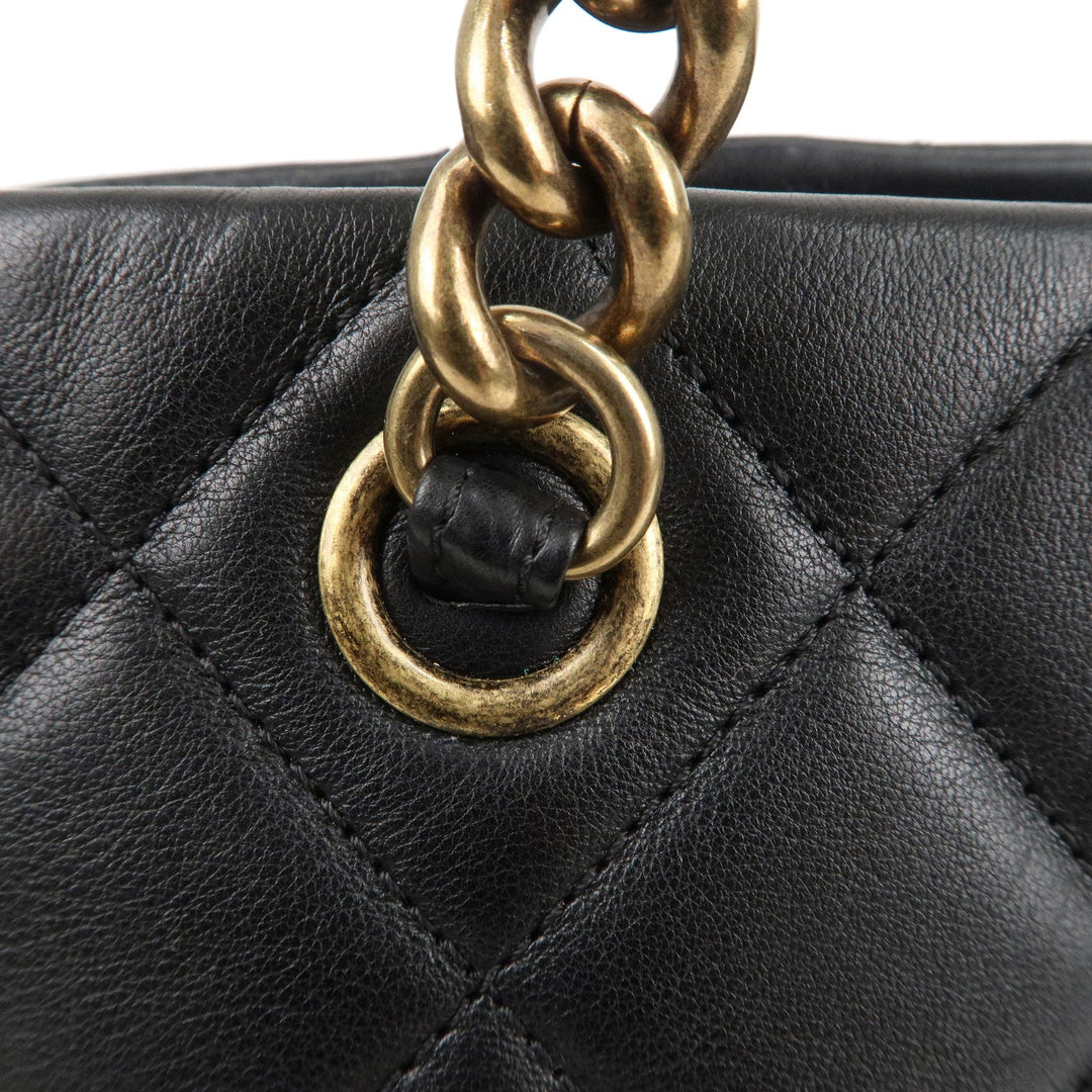 Top Quality Chanel Matelasse Lamb Skin Chain Shoulder Bag Black Bags Glimer Gold