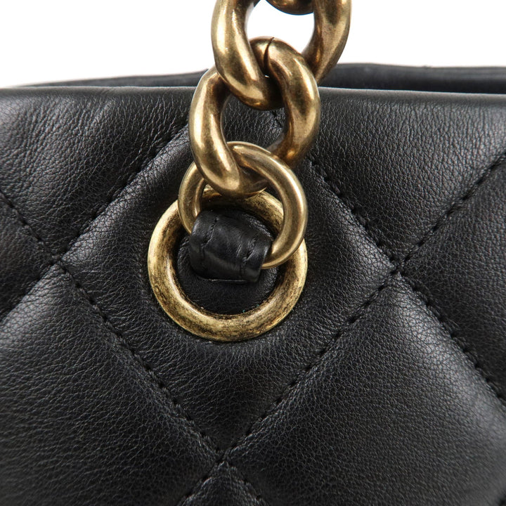 Top Quality Chanel Matelasse Lamb Skin Chain Shoulder Bag Black Bags Glimer Gold