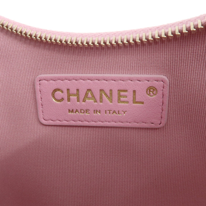 Auth CHANEL Matelasse Lamb Skin Small Hobo Shoulder Bag Pink AS3917 Used F/S