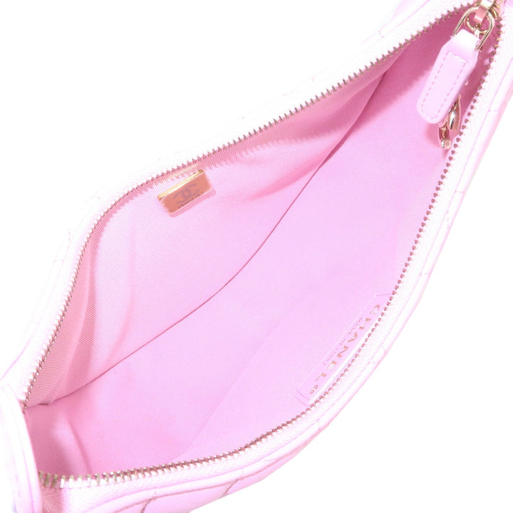 Auth CHANEL Matelasse Lamb Skin Small Hobo Shoulder Bag Pink AS3917 Used F/S