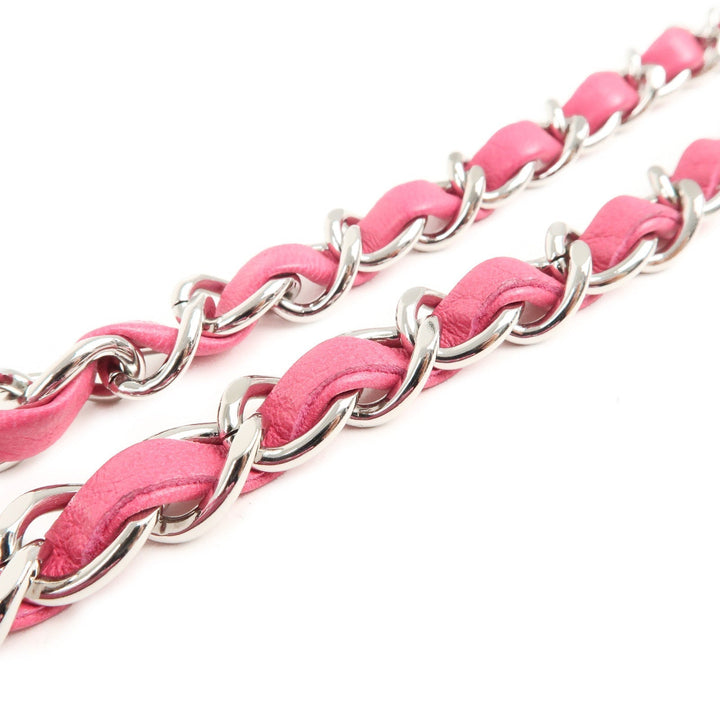 Top Quality Chanel Matelasse 25 Tweed Leather Chain W Flap Shoulder Bag Pink