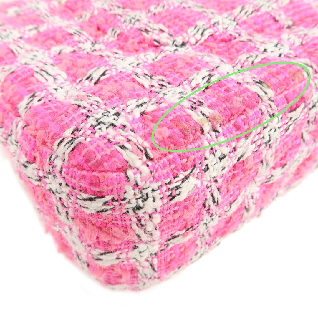 Top Quality Chanel Matelasse 25 Tweed Leather Chain W Flap Shoulder Bag Pink
