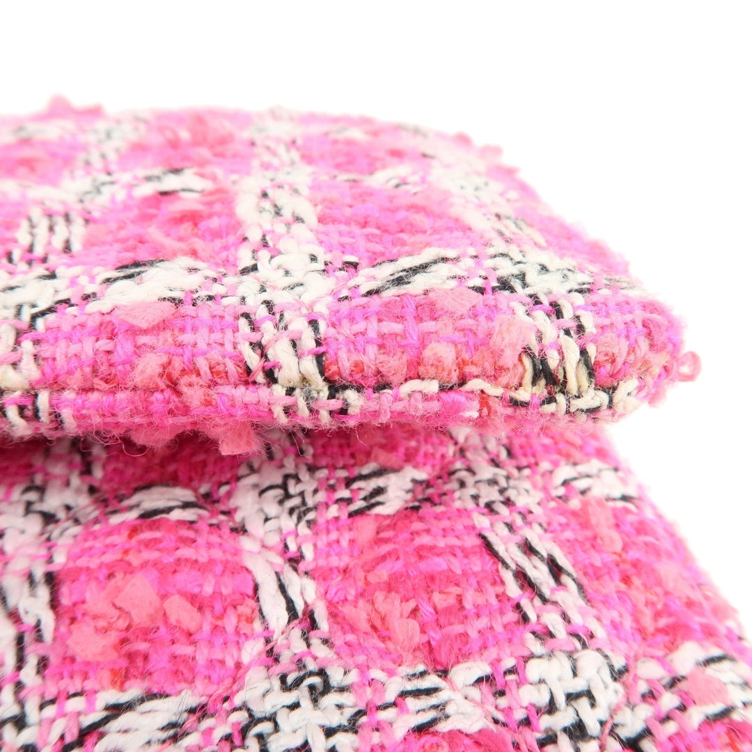 Top Quality Chanel Matelasse 25 Tweed Leather Chain W Flap Shoulder Bag Pink