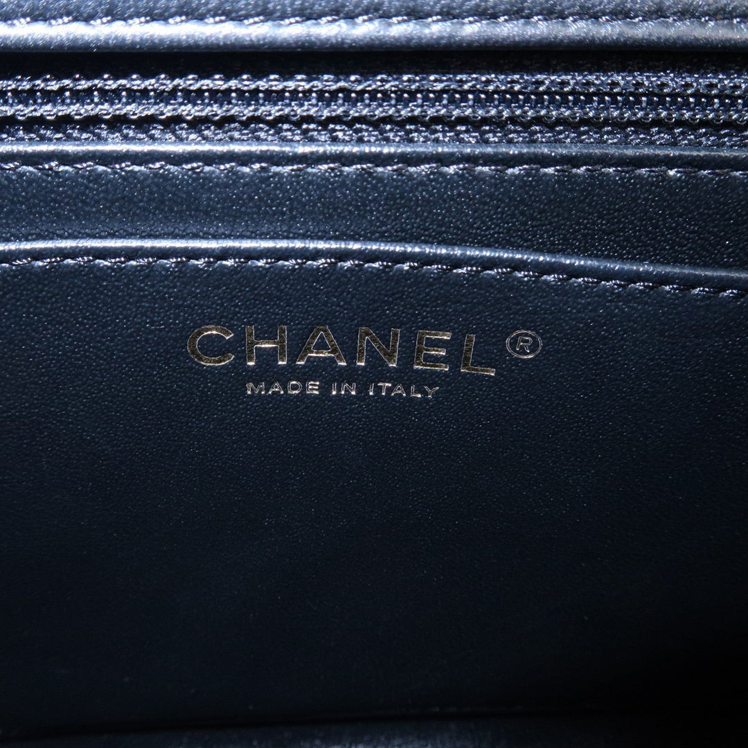 Top Quality Chanel Chevron Lamb Skin 2WAY Chain Shoulder Bag Black A98792