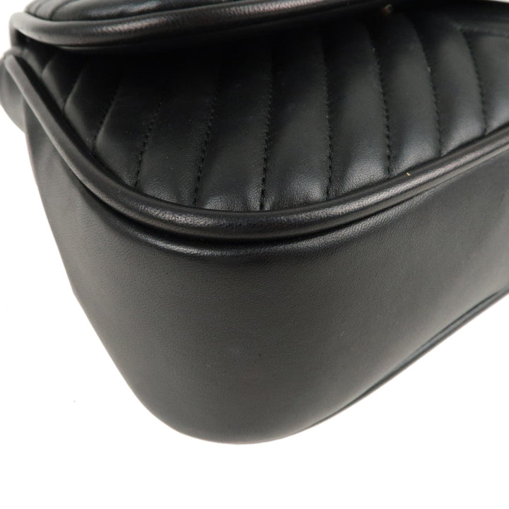 Top Quality Chanel Chevron Lamb Skin 2WAY Chain Shoulder Bag Black A98792