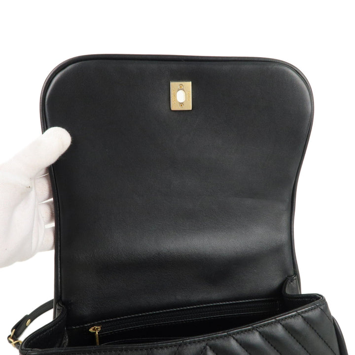 Top Quality Chanel Chevron Lamb Skin 2WAY Chain Shoulder Bag Black A98792
