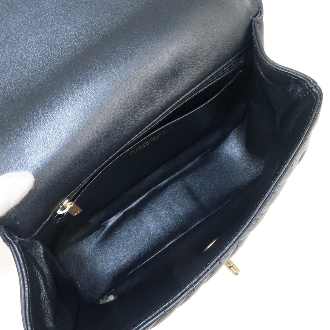 Top Quality Chanel Chevron Lamb Skin 2WAY Chain Shoulder Bag Black A98792